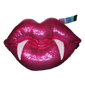 Vampire Fang Lips Pillow Halloween Rachel Zoe Fuchsia Decorative Pillow